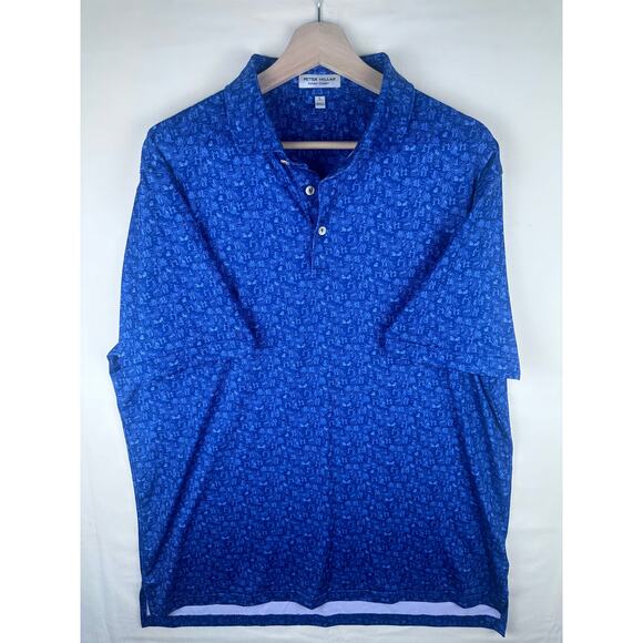 Peter Millar Men's Size L Polo Golf Shirt Casual Collared All Over Print - Picture 5 of 8